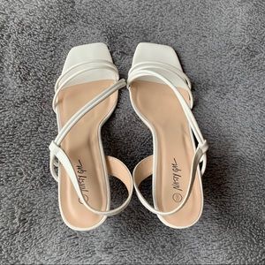 White strappy NastyGal heels